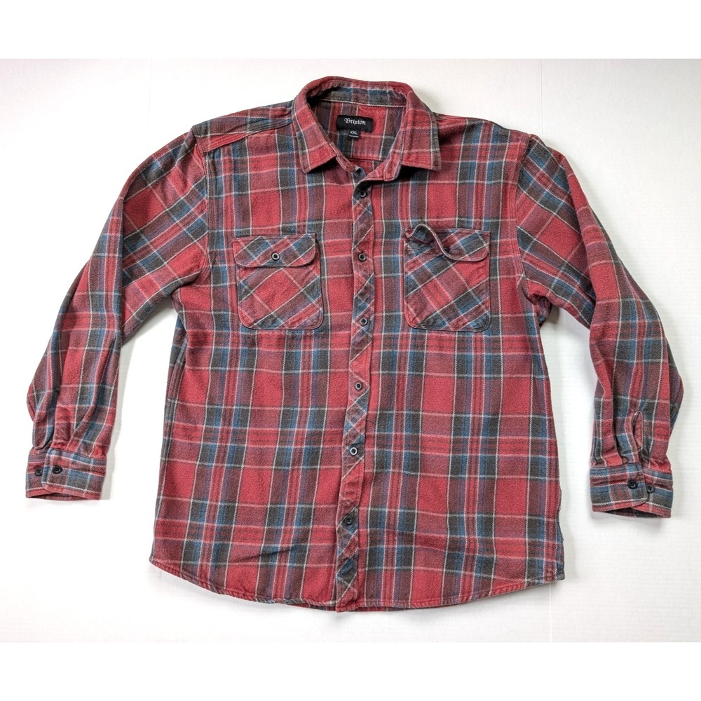 Brixton Flannel Shirt Mens XXL Red Blue Button Down Long Sleeve 100% Cotton